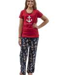 Drifting Off To Sleep Women's Nautical Fitted PJ Set