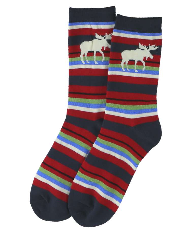 Moose Stripe Crew Sock