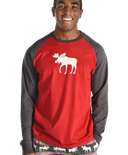 Moose Fair Isle Men's Long Sleeve PJ Tee
