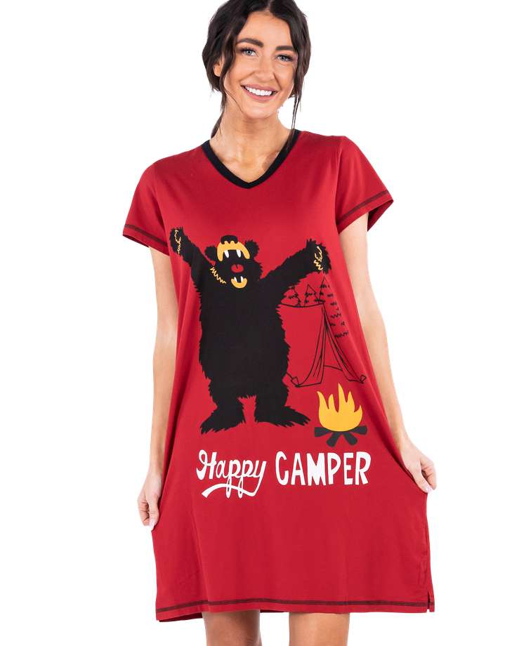 Happy Camper Women's V-neck Nightshirt