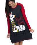 Fa La La Llama Women's Long-Sleeve V-neck Nightshirt