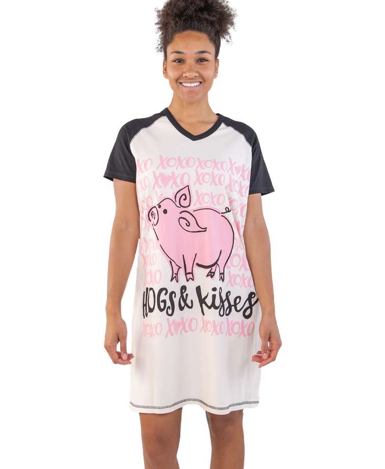 Hogs & Kisses Women's V-Neck Nightshirt