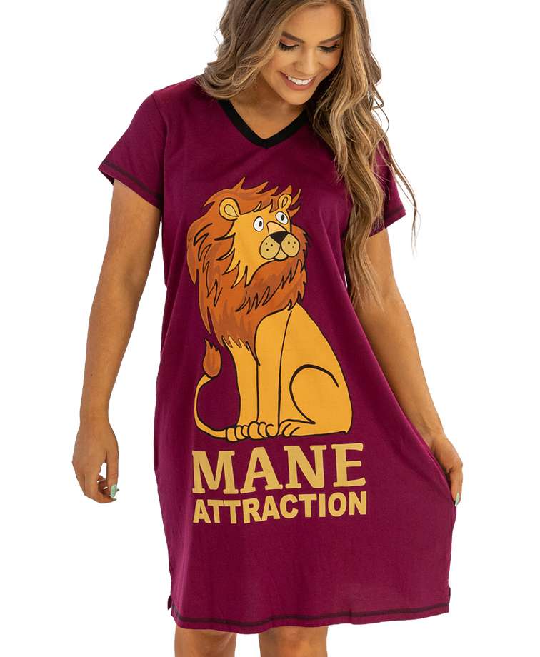 Mane Attraction Women's Lion V-Neck Nightshirt