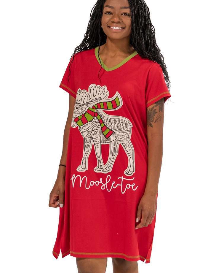 Moosletoe Women's V-neck Nightshirt