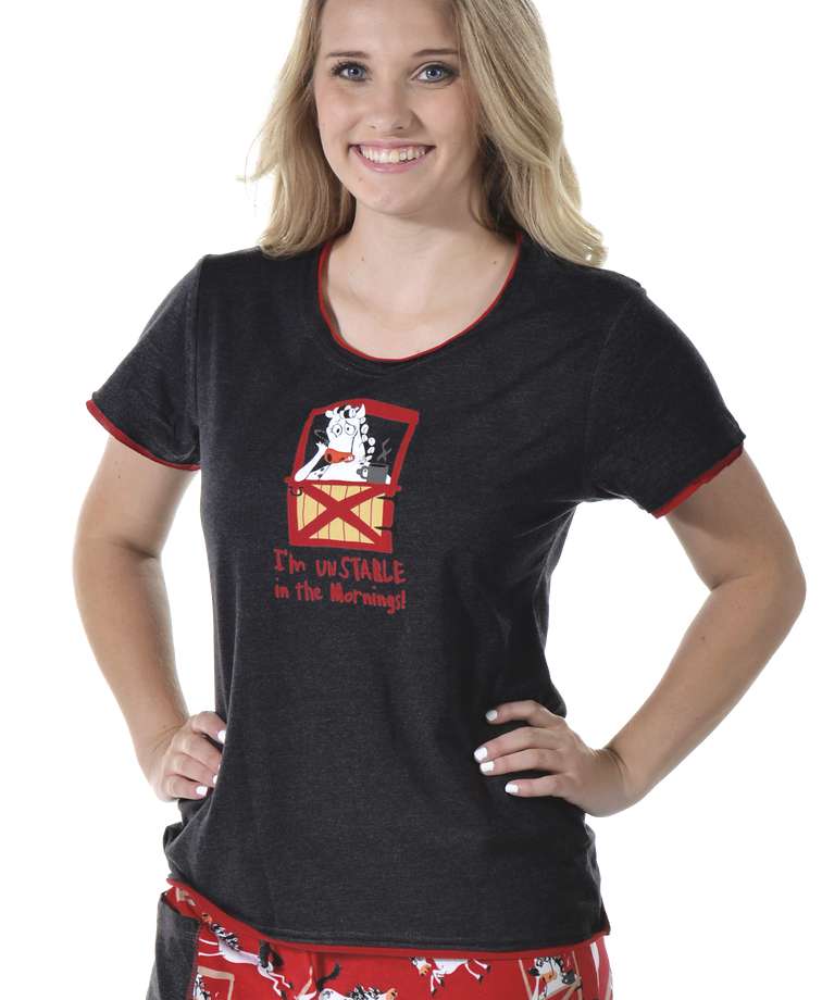I'm Unstable in the Morning Women's Horse Fitted Pj Tee