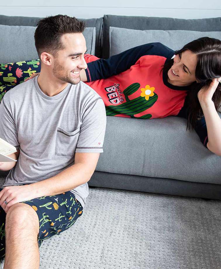 Stuck in Bed Couples Pajamas