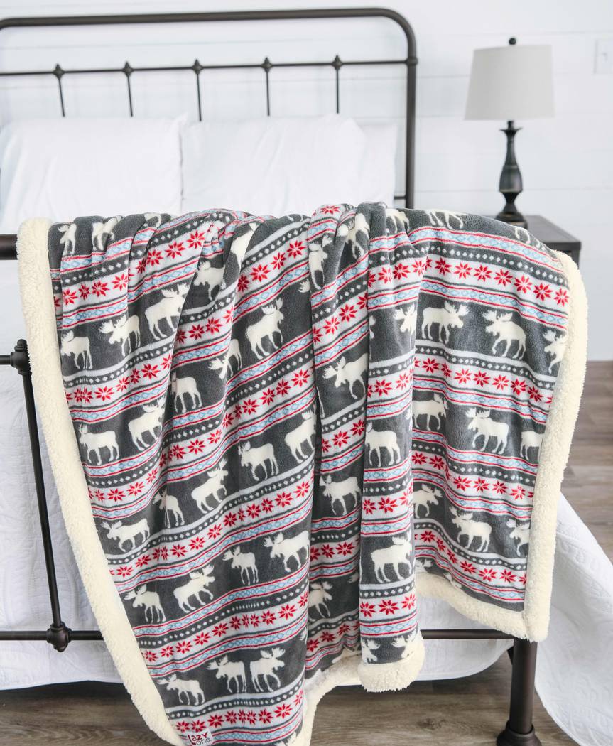 Moose Fair Isle Sherpa Throw Blanket LazyOne