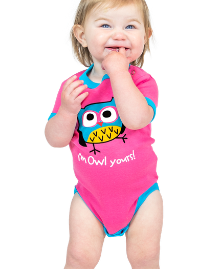 Lazy One Infant Girls Creeper One piece Beaver Teething Green Pink