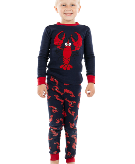 Lazy One Kids Children PJ Pajamas Sleepwear Toddler Crabby In Morning Crab Red