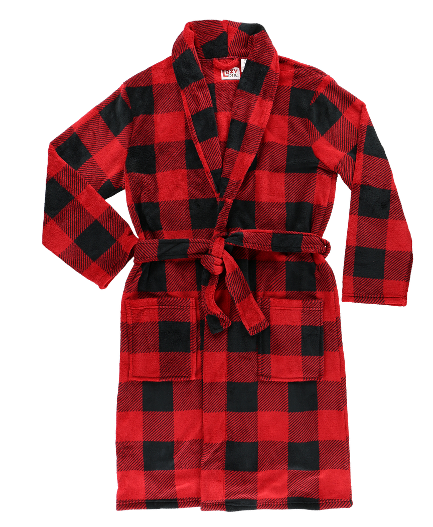 Mens Red Plaid Bathrobe LazyOne