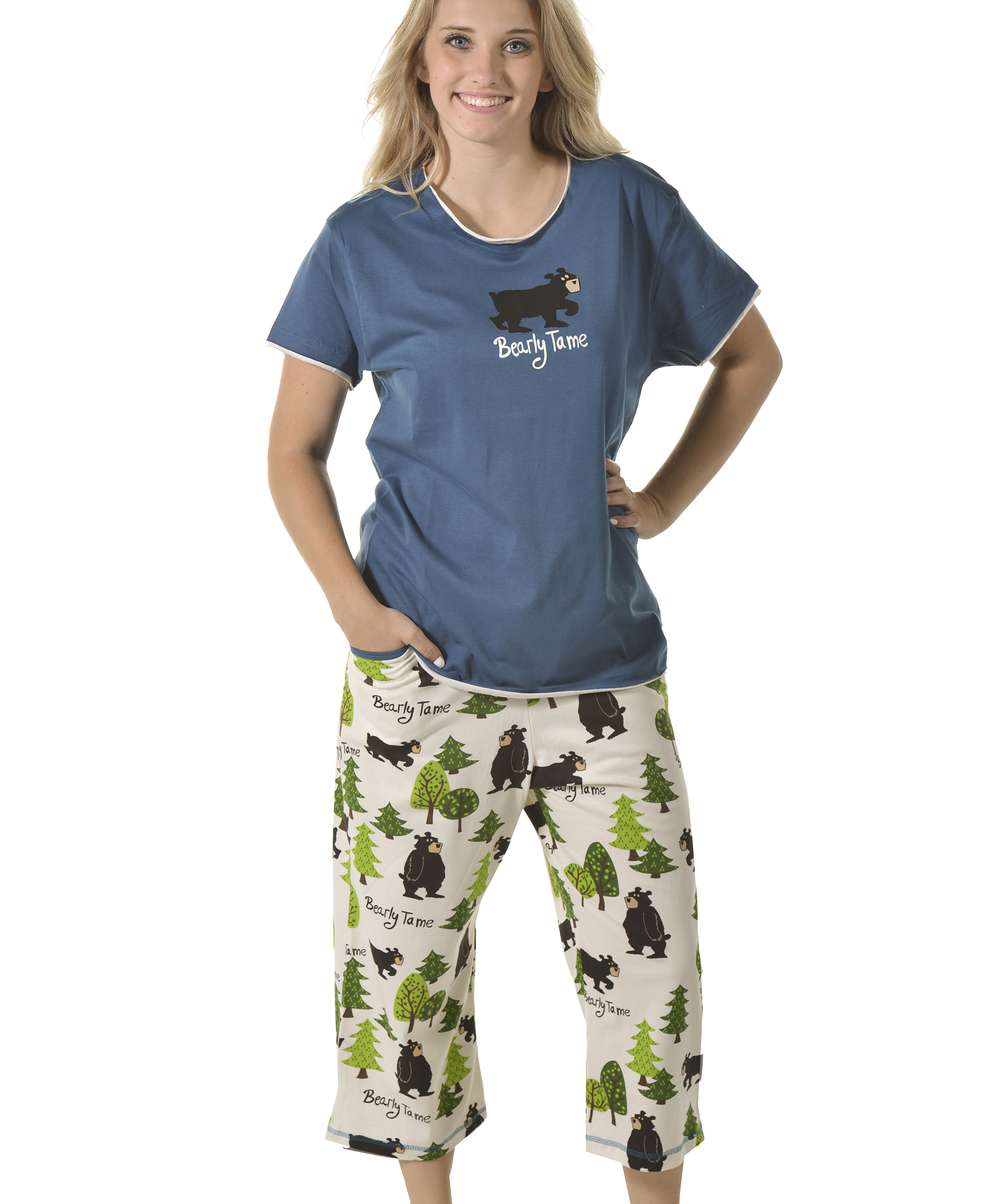 LazyOne Girls Bearly Tame Kids PJ Set Long Sleeves