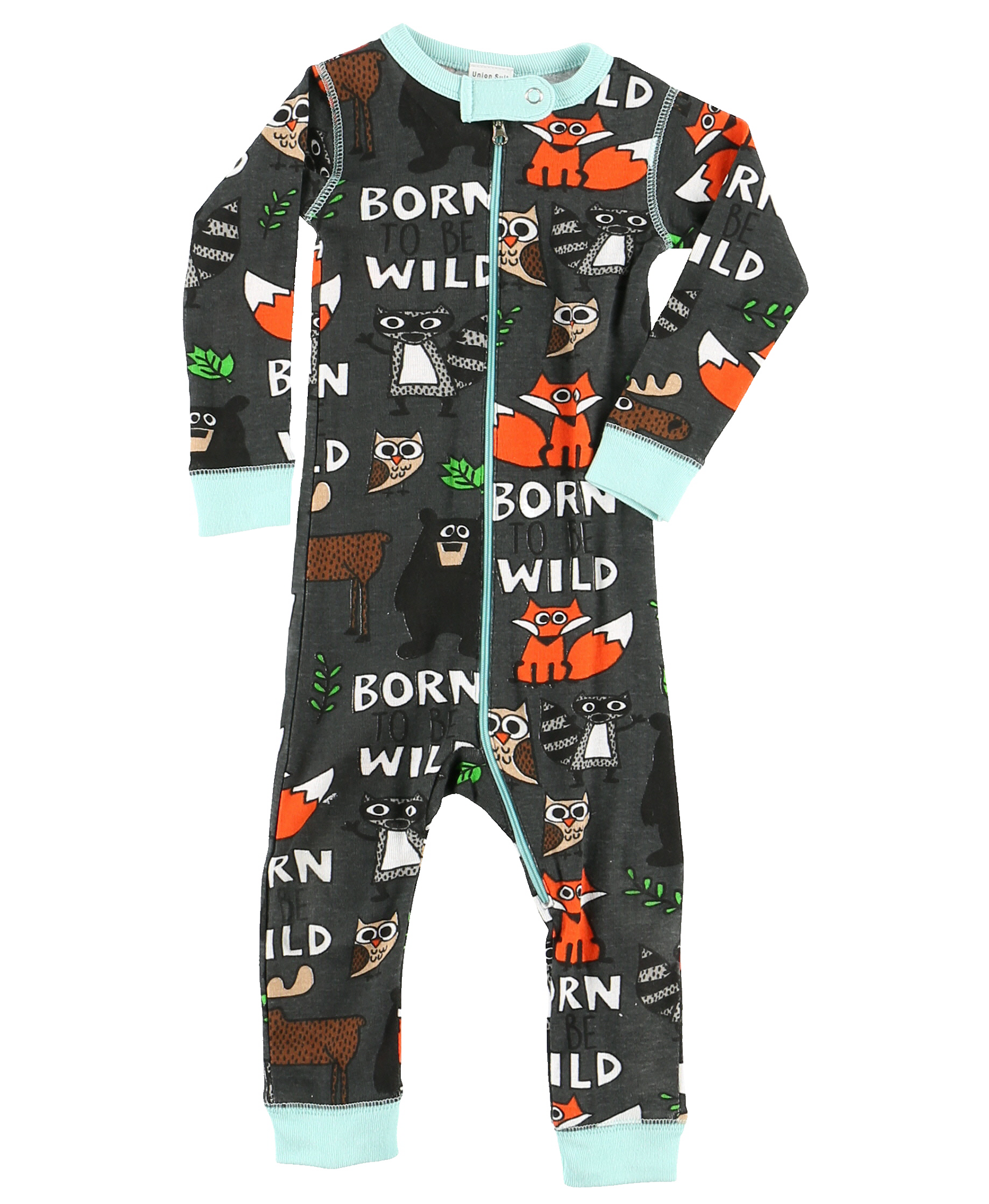 Lazy One Infant Union Costume One Piece Green Bear Moose born to be wild boy